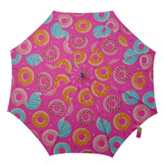 Doughnut Bread Donuts Pink Hook Handle Umbrellas (small) by Mariart