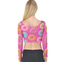 Doughnut Bread Donuts Pink Long Sleeve Crop Top View2