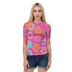 Doughnut Bread Donuts Pink Quarter Sleeve Tee