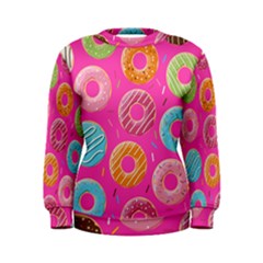 Doughnut Bread Donuts Pink Women s Sweatshirt by Mariart