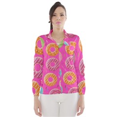 Doughnut Bread Donuts Pink Wind Breaker (women) by Mariart