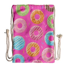 Doughnut Bread Donuts Pink Drawstring Bag (large) by Mariart