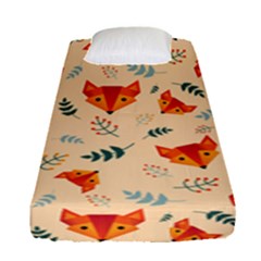 Foxes Animals Face Orange Fitted Sheet (single Size) by Mariart