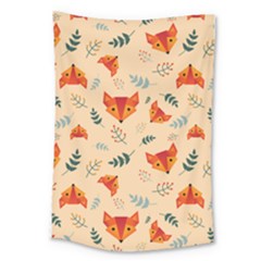 Foxes Animals Face Orange Large Tapestry
