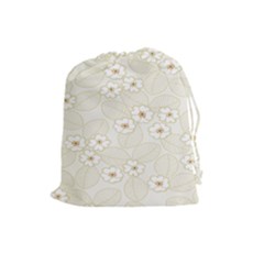 Flower Floral Leaf Drawstring Pouches (large)  by Mariart