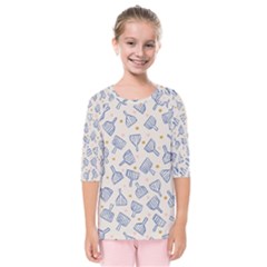 Glass Polka Circle Blue Kids  Quarter Sleeve Raglan Tee