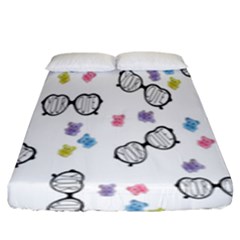 Glasses Bear Cute Doll Animals Fitted Sheet (king Size) by Mariart