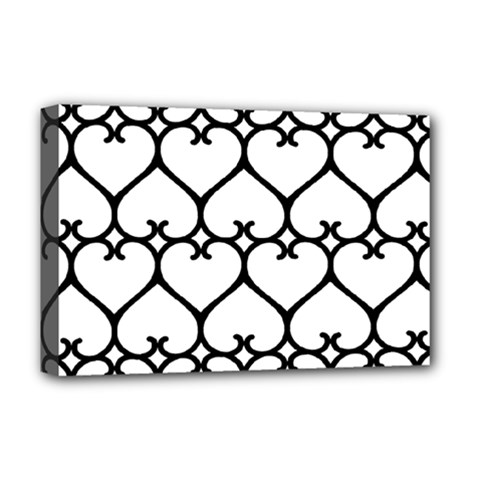 Heart Background Wire Frame Black Wireframe Deluxe Canvas 18  X 12  