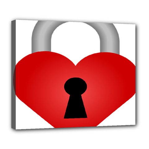 Heart Padlock Red Love Deluxe Canvas 24  X 20  