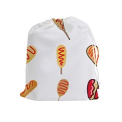 Hot Dog Buns Sate Sauce Bread Drawstring Pouches (extra Large) by Mariart