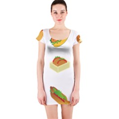 Hot Dog Buns Sauce Bread Short Sleeve Bodycon Dress by Mariart