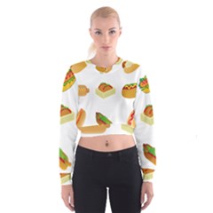 Hot Dog Buns Sauce Bread Cropped Sweatshirt by Mariart