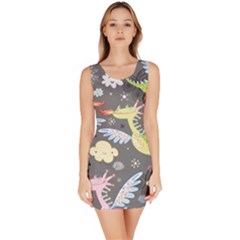 Dragonfly Animals Dragom Monster Fair Cloud Circle Polka Sleeveless Bodycon Dress by Mariart