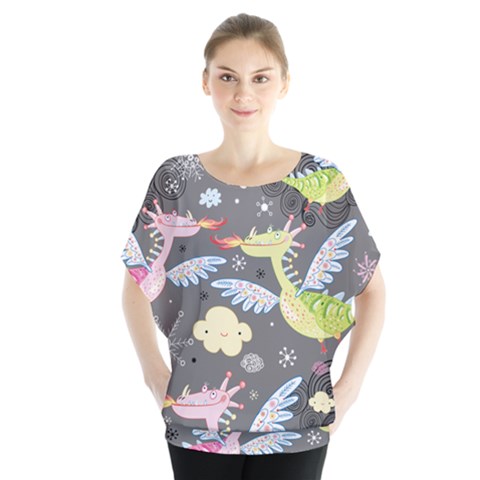 Dragonfly Animals Dragom Monster Fair Cloud Circle Polka Blouse by Mariart