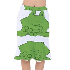 Illustrain Frog Animals Green Face Smile Mermaid Skirt by Mariart