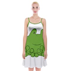 Illustrain Frog Animals Green Face Smile Spaghetti Strap Velvet Dress
