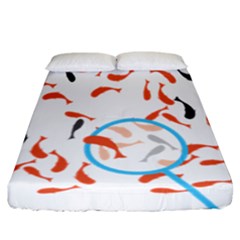 Illustrain Goldfish Fish Swim Pool Fitted Sheet (california King Size) by Mariart