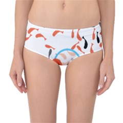 Illustrain Goldfish Fish Swim Pool Mid-waist Bikini Bottoms