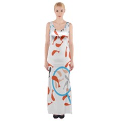 Illustrain Goldfish Fish Swim Pool Maxi Thigh Split Dress