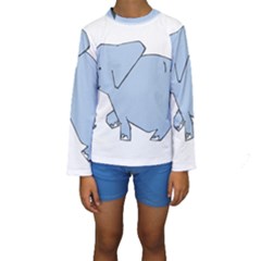 Illustrain Elephant Animals Kids  Long Sleeve Swimwear