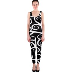 Koru Vector Background Black Onepiece Catsuit by Mariart
