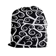 Koru Vector Background Black Drawstring Pouches (xxl)