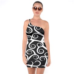 Koru Vector Background Black One Soulder Bodycon Dress by Mariart