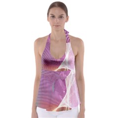 Light Means Net Pink Rainbow Waves Wave Chevron Babydoll Tankini Top by Mariart