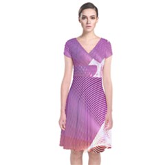 Light Means Net Pink Rainbow Waves Wave Chevron Short Sleeve Front Wrap Dress