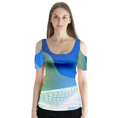 Light Means Net Pink Rainbow Waves Wave Chevron Green Blue Butterfly Sleeve Cutout Tee  by Mariart