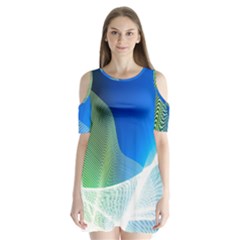 Light Means Net Pink Rainbow Waves Wave Chevron Green Blue Shoulder Cutout Velvet  One Piece