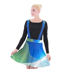 Light Means Net Pink Rainbow Waves Wave Chevron Green Blue Suspender Skater Skirt by Mariart