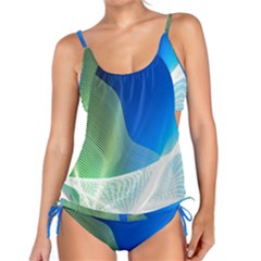 Light Means Net Pink Rainbow Waves Wave Chevron Green Blue Tankini by Mariart