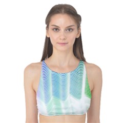 Light Means Net Pink Rainbow Waves Wave Chevron Green Tank Bikini Top by Mariart