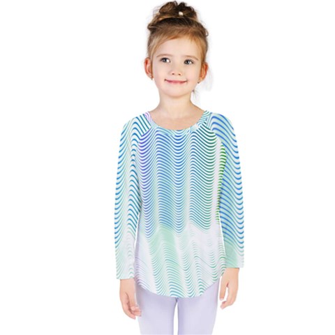 Light Means Net Pink Rainbow Waves Wave Chevron Green Kids  Long Sleeve Tee by Mariart