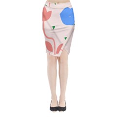 Lip Sexy Flower Tulip Heart Pink Red Blue Green Love Midi Wrap Pencil Skirt