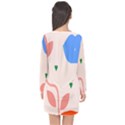 Lip Sexy Flower Tulip Heart Pink Red Blue Green Love Long Sleeve Chiffon Shift Dress  View2