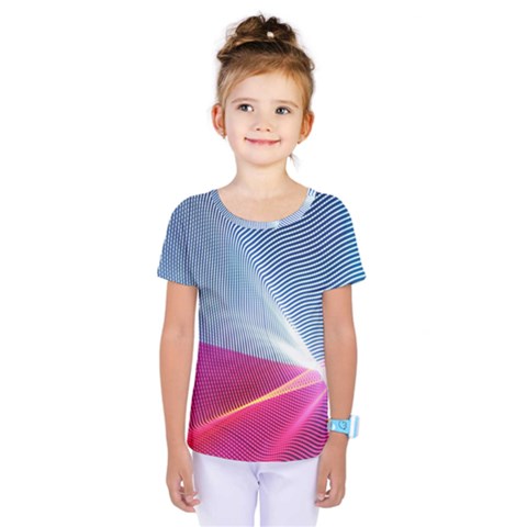 Light Means Net Pink Rainbow Waves Wave Chevron Red Kids  One Piece Tee by Mariart