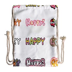 Lucky Happt Good Sign Star Drawstring Bag (large) by Mariart