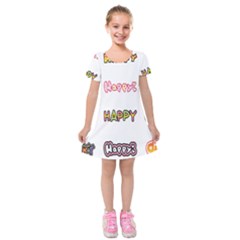 Lucky Happt Good Sign Star Kids  Short Sleeve Velvet Dress