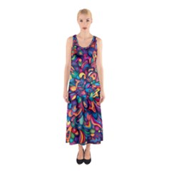 Moreau Rainbow Paint Sleeveless Maxi Dress by Mariart