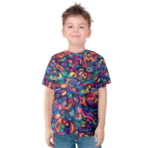 Moreau Rainbow Paint Kids  Cotton Tee by Mariart