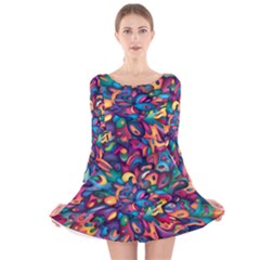 Moreau Rainbow Paint Long Sleeve Velvet Skater Dress by Mariart