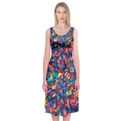 Moreau Rainbow Paint Midi Sleeveless Dress by Mariart