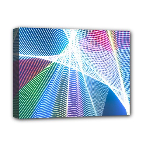 Light Means Net Pink Rainbow Waves Wave Chevron Green Blue Sky Deluxe Canvas 16  X 12  