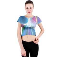 Light Means Net Pink Rainbow Waves Wave Chevron Green Blue Sky Crew Neck Crop Top by Mariart