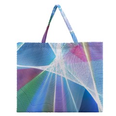 Light Means Net Pink Rainbow Waves Wave Chevron Green Blue Sky Zipper Large Tote Bag by Mariart