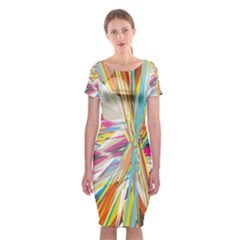 Illustration Material Collection Line Rainbow Polkadot Polka Classic Short Sleeve Midi Dress by Mariart