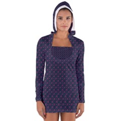 Purple Floral Seamless Pattern Flower Circle Star Women s Long Sleeve Hooded T-shirt by Mariart