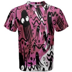 Octopus Colorful Cartoon Octopuses Pattern Black Pink Men s Cotton Tee by Mariart